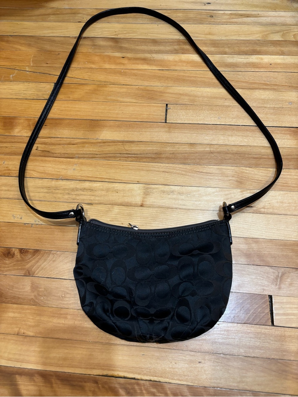 Black Signature Jacquard COACH Crossbody Bag